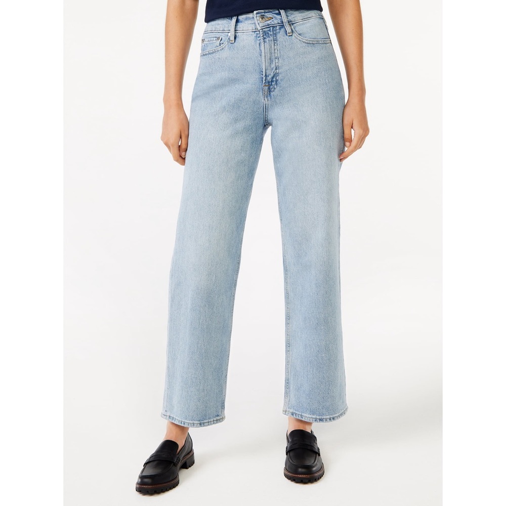 Free assembly high-rise crop straight jeans